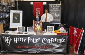 Karen Wendling, Ph.D., and Patrick McCauley, Ph.D., spread the word about CHC's Harry Potter Conference.